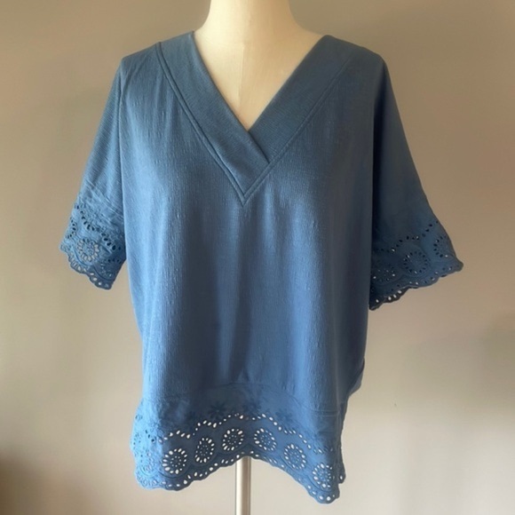 Style & Co women’s Lace trimmed relaxed fit tunic top ribbed knit dolman slv Lrg - Picture 11 of 11